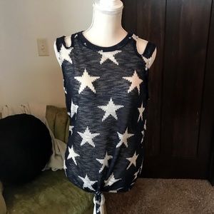 BiBi women’s crochet/knit patriotic tank -sz large